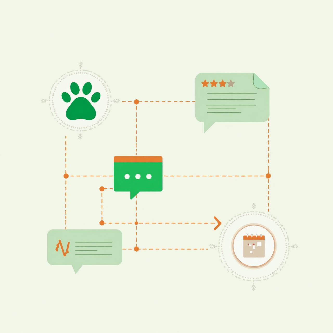 Modern automation flowchart with pet care icons