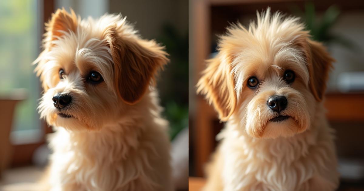 Before and after showing calmer pet post-service.