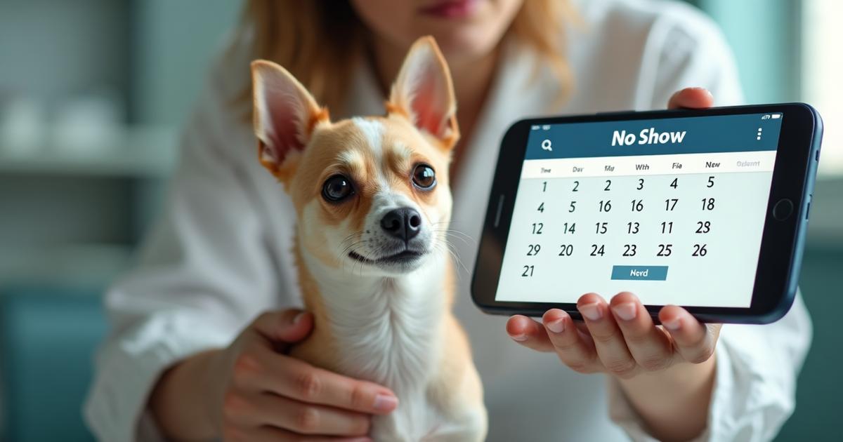 Phone screen showing appointment reminder message with pet iconography